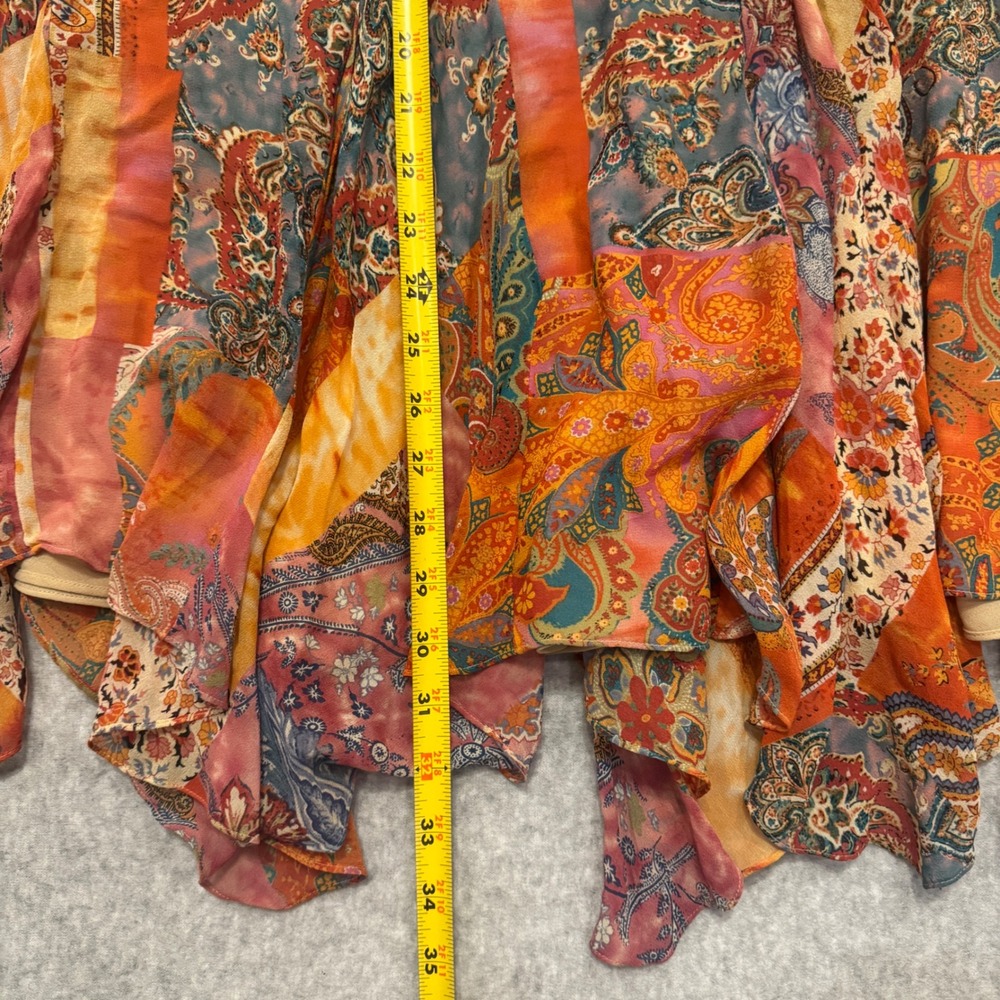 Lauren Ralph Lauren Silk Patchwork Paisley Handkerchief Hem Midi Skirt 10 Boho - Picture 4 of 11